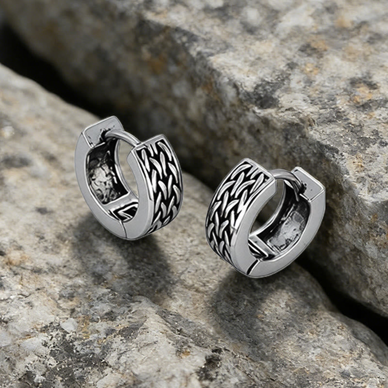 WorldNorse Celtic Braid Vintage Huggie Ohrringe - Retro Silber - image 0