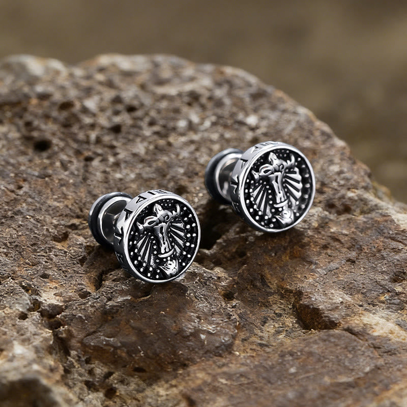 WorldNorse Viking Mjölnir Rune Antiqued Stud Earrings - Mjölnir - image 0