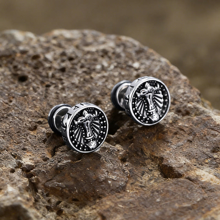 WorldNorse Viking Mjölnir Rune Antiqued Stud Earrings - Mjölnir - image 0