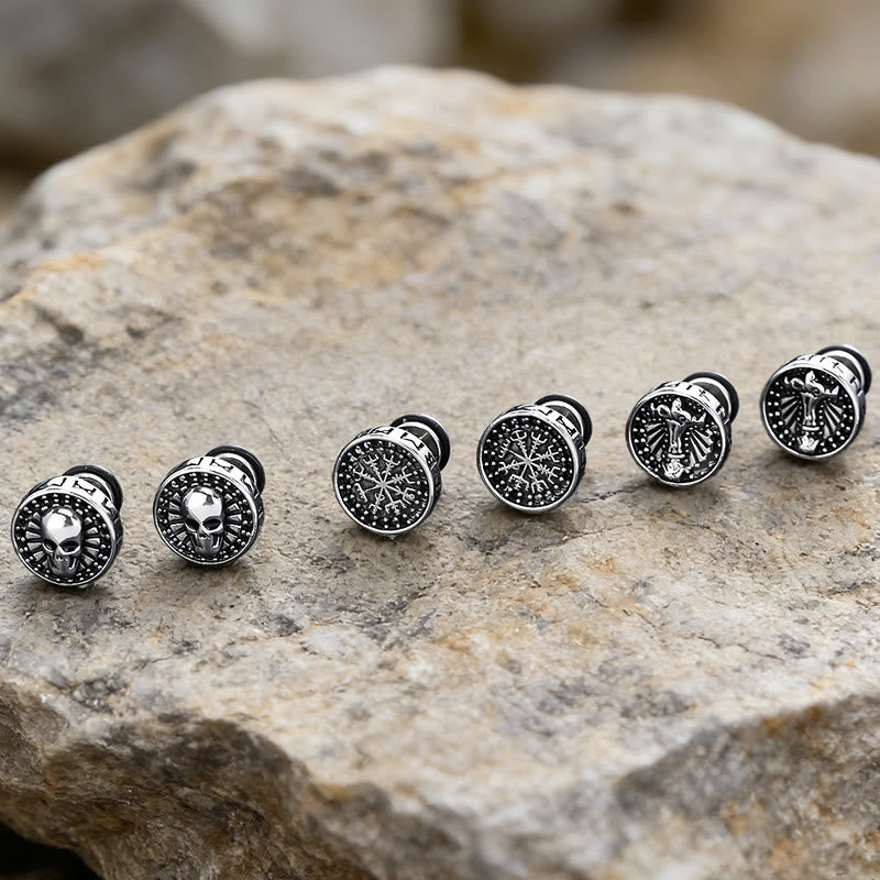WorldNorse Viking Mjölnir Rune Antiqued Stud Earrings - image 6