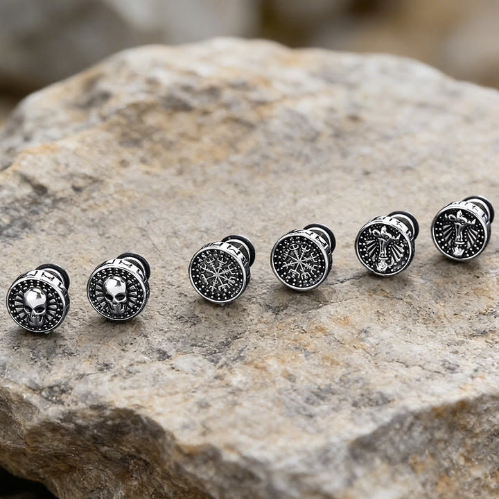 WorldNorse Viking Mjölnir Rune Antiqued Stud Earrings - image 6