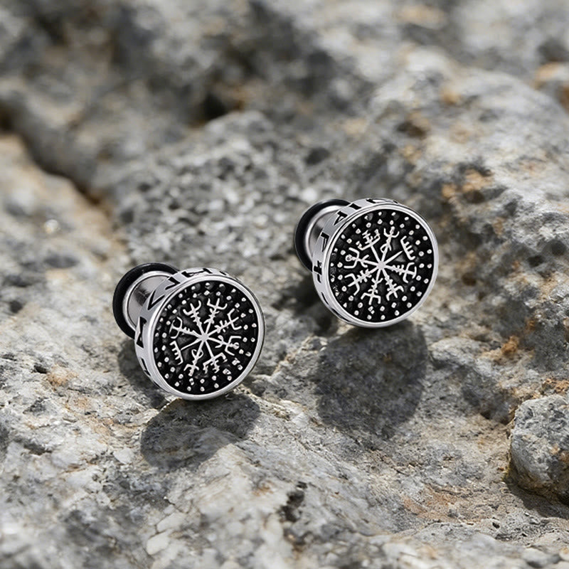 WorldNorse Viking Mjölnir Rune Antiqued Stud Earrings - Vegvisir - image 4
