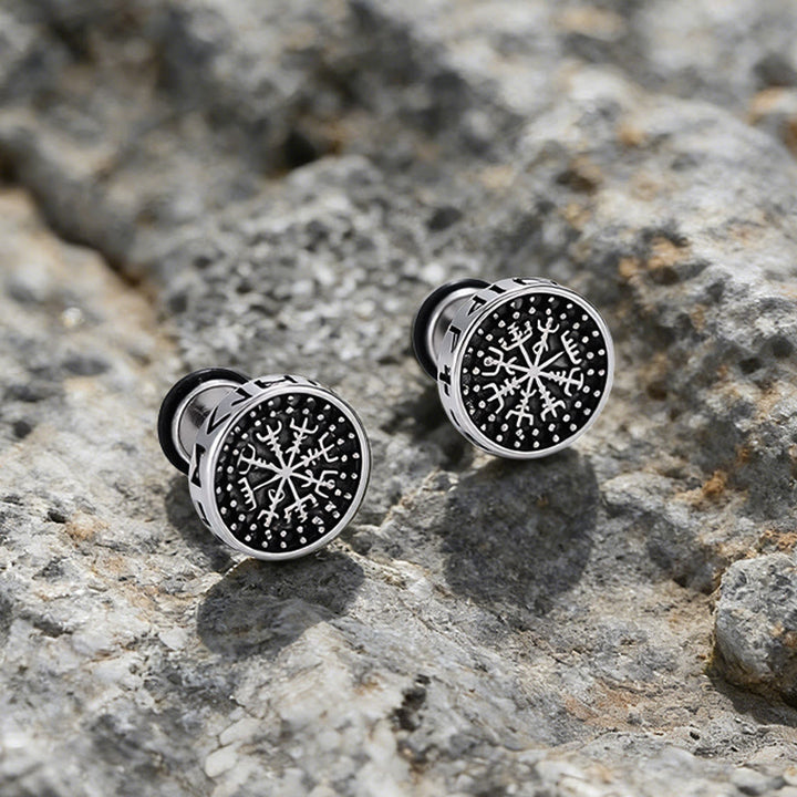 WorldNorse Viking Mjölnir Rune Antiqued Stud Earrings - Vegvisir - image 4