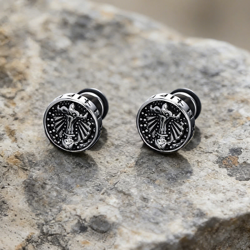 WorldNorse Viking Mjölnir Rune Antiqued Stud Earrings - image 2