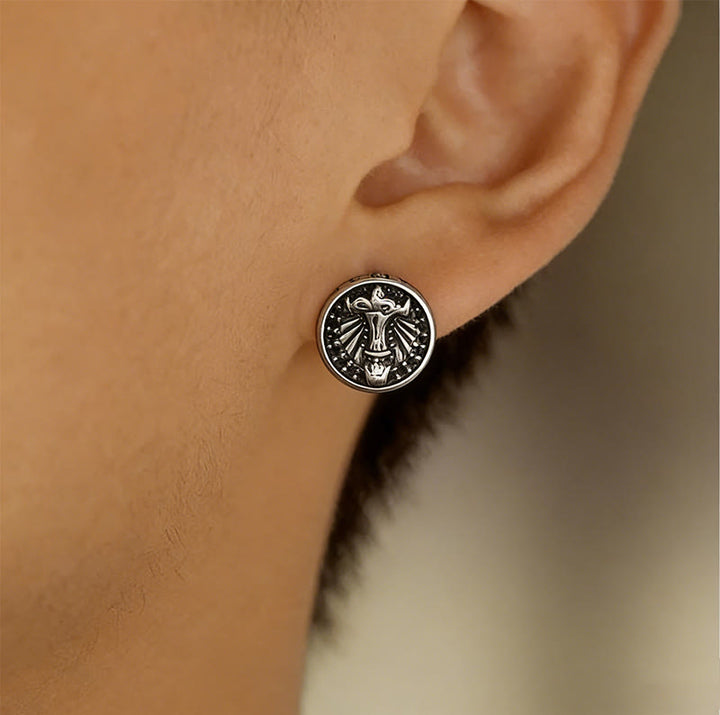 WorldNorse Viking Mjölnir Rune Antiqued Stud Earrings - image 1