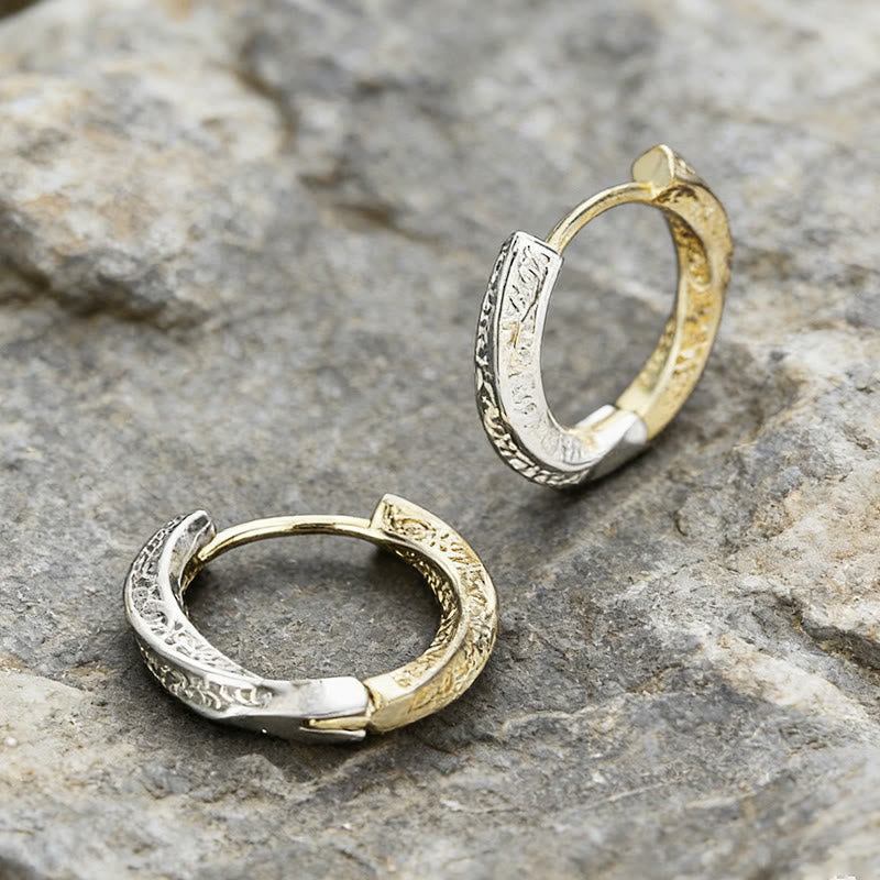WorldNorse Viking Zweifarbige Gravierte Creolen - Gold Silber - image 2