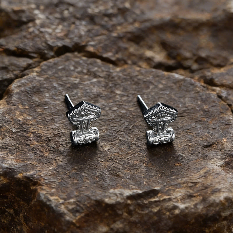 WorldNorse Mjölnir Carved Vintage Ohrstecker - Silber - image 4