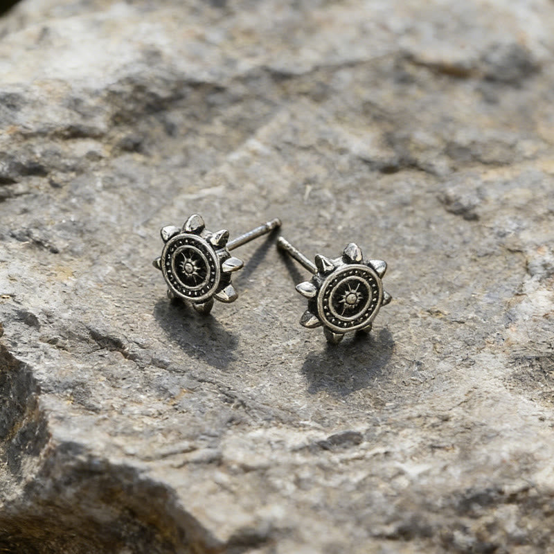 WorldNorse Viking Rudder Textured Rustic Earrings - Retro Silber - image 0