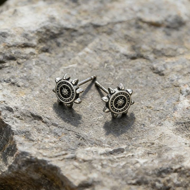 WorldNorse Viking Rudder Textured Rustic Earrings - Retro Silber - image 0