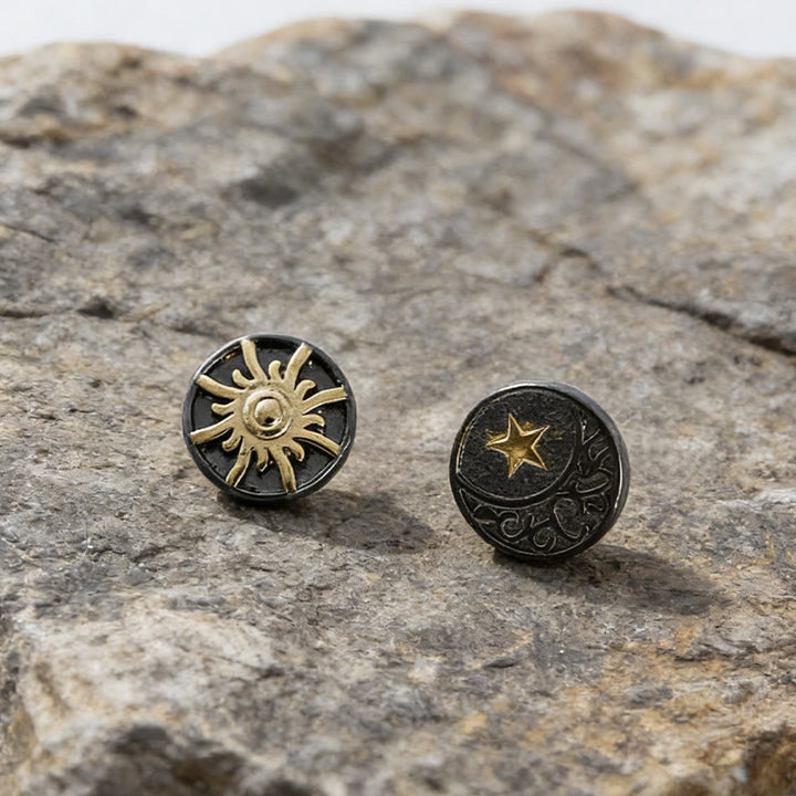 Vintage-Ohrringe mit nordischen Motiven von Sonne, Mond und Sternen - image 2