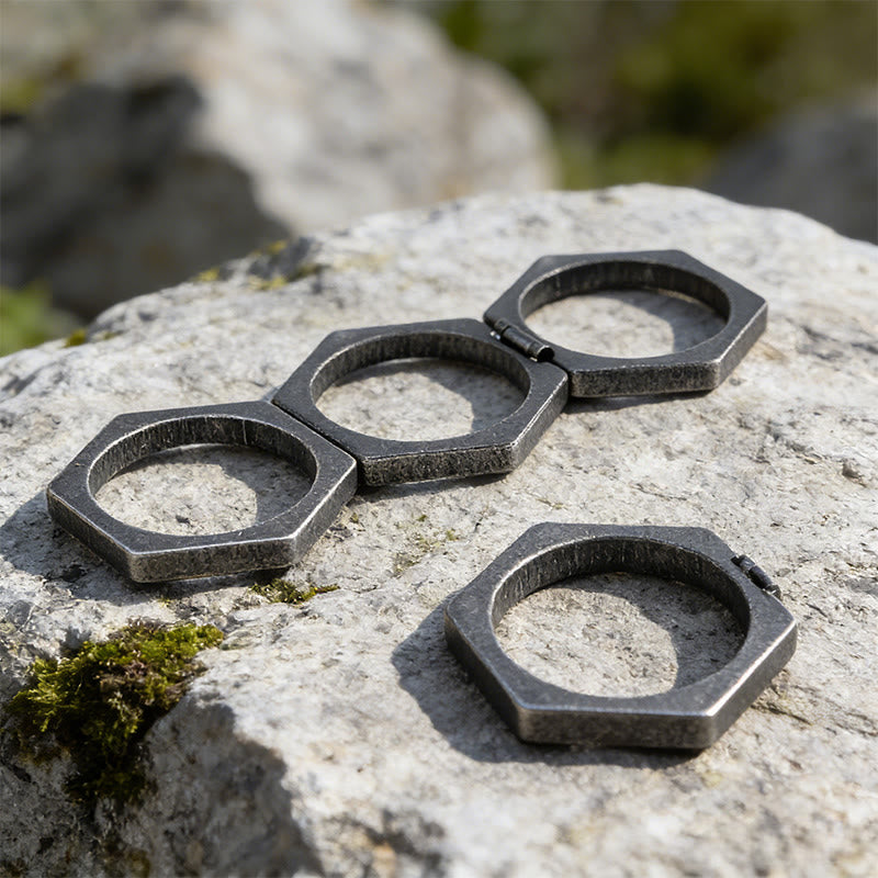 WorldNorse Minimalistischer Sechseck-Bandring - image 3