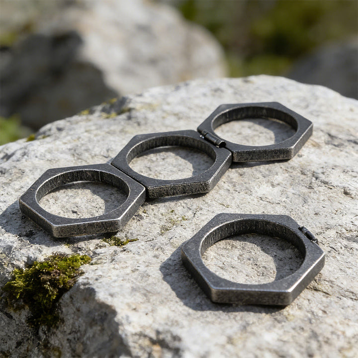 WorldNorse Minimalistischer Sechseck-Bandring - image 3