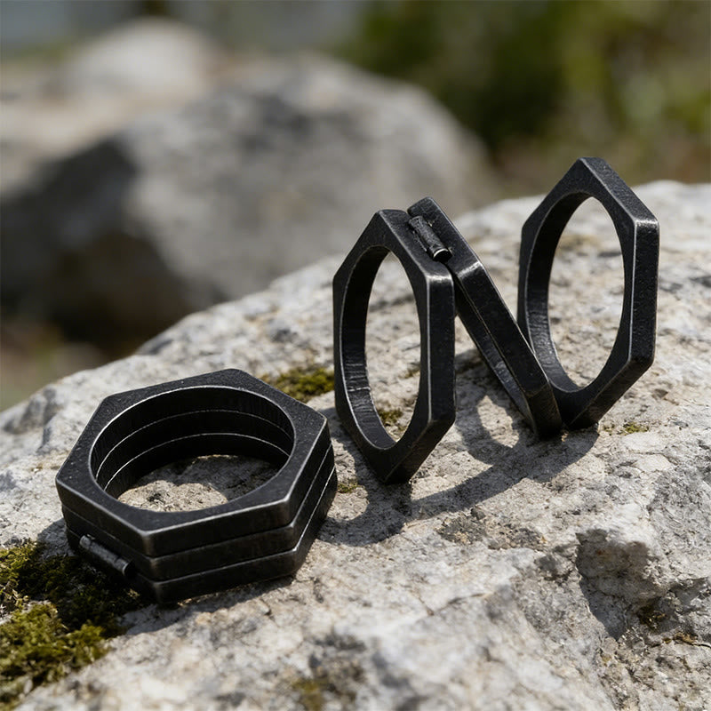 WorldNorse Minimalistischer Sechseck-Bandring - image 4