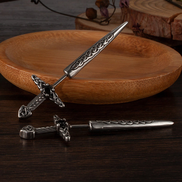 Vintage-Ohrringe mit Keltischer Knoten und Schwertmotiv - image 6