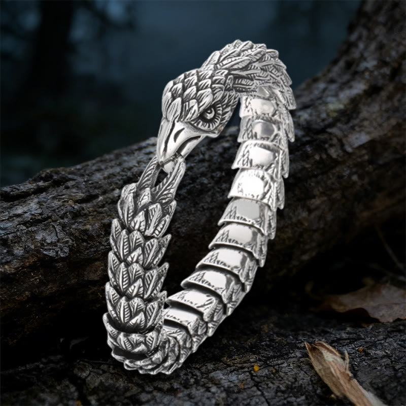 WorldNorse Zwillingsrabenfederarmband - Retro Silber - 22 cm - image 6