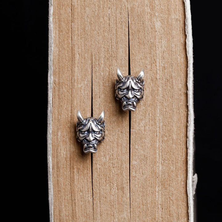 WorldNorse Viking Hannya Visage Strukturierte Ohrringe - image 1