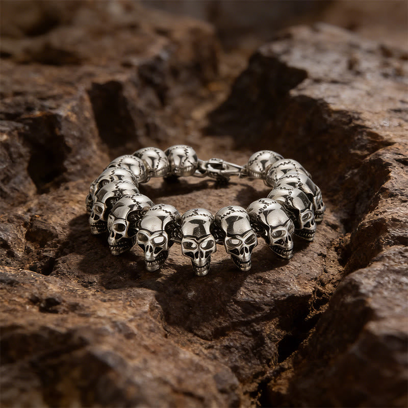 WorldNorse Wikinger-Schädelkrieger-Gliederarmband / Halskette - Silver Bracelet#22cm - image 0