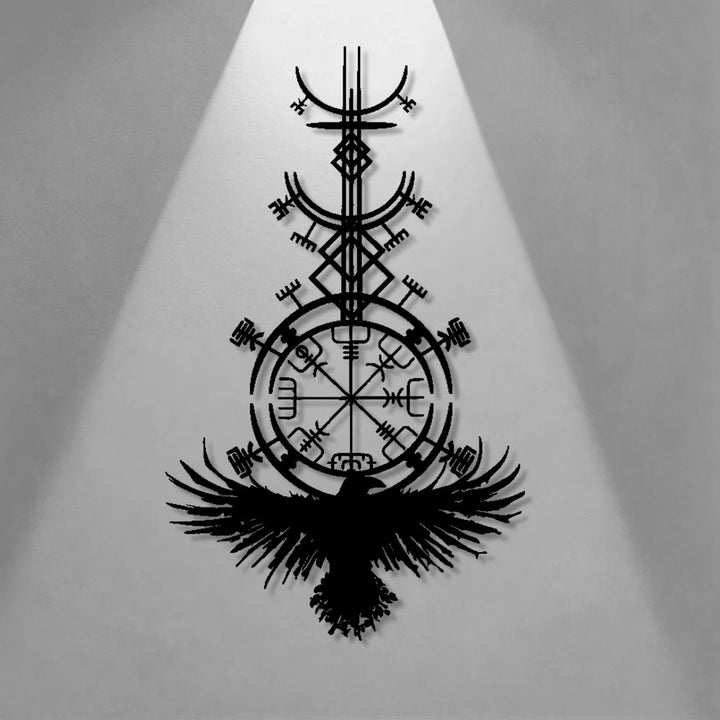 WorldNorse Vegvisir Raven Metall-Wanddekoration - image 0