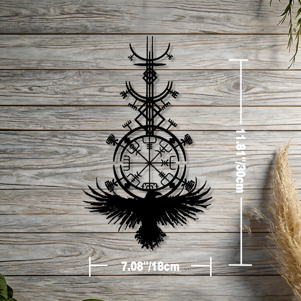 WorldNorse Vegvisir Raven Metall-Wanddekoration - Schwarz - 11,81''*7,08''/30*18cm - image 2