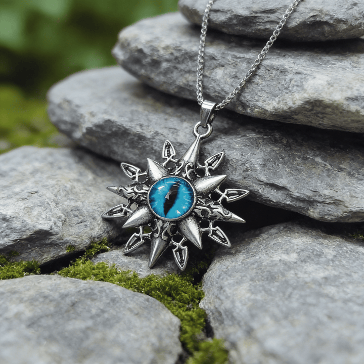 WorldNorse Dreieck-Drachenaugen-Halskette - Blaues Oktagramm - image 5
