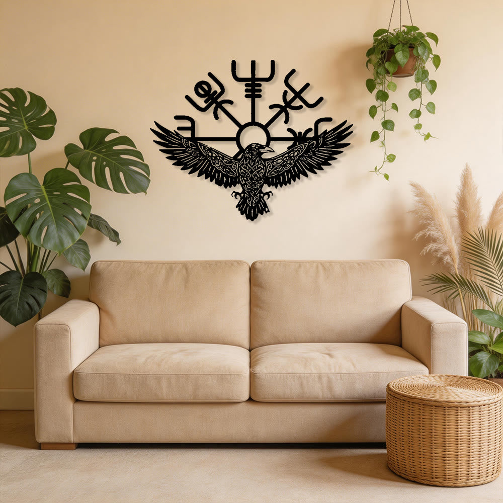 WorldNorse Raven Vegvisir Keltischer Knoten Metal Wall Decor - image 5