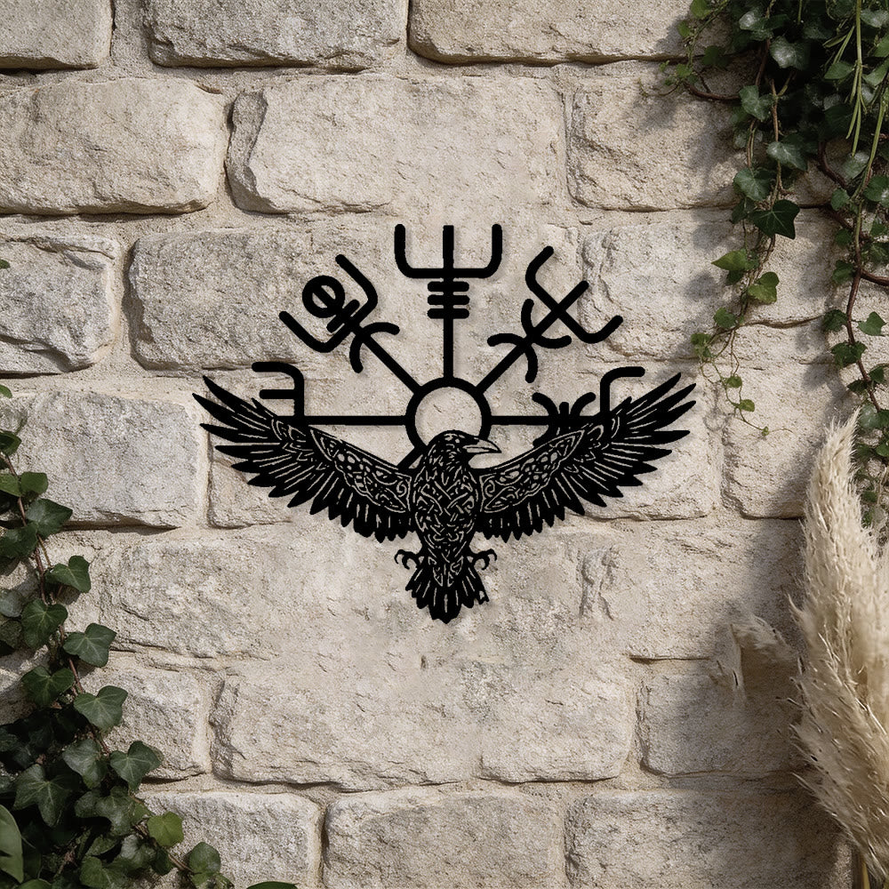 WorldNorse Raven Vegvisir Keltischer Knoten Metal Wall Decor - image 4