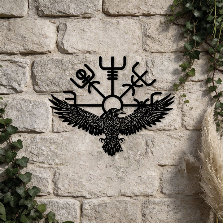 WorldNorse Raven Vegvisir Keltischer Knoten Metal Wall Decor - image 4
