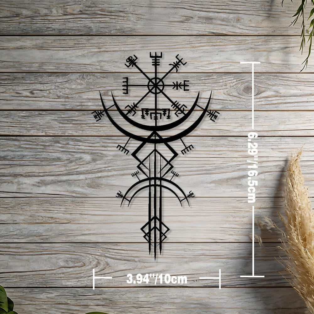 WorldNorse Vegvisir Kompass Speer Metall Wanddekoration - Schwarz - 3,94''*6,50''/10*16,5cm - image 1