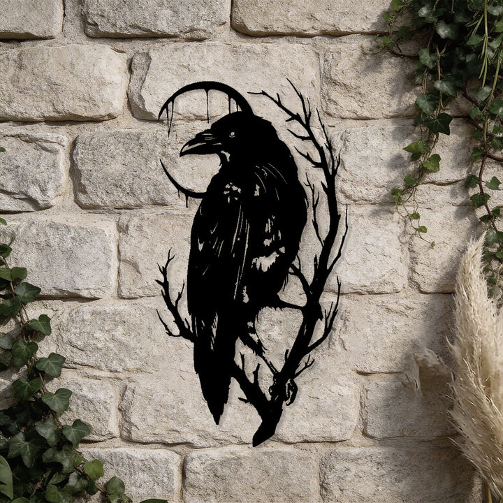 WorldNorse Viking Raven Halbmond-Zweig-Metall-Wanddekoration - image 4
