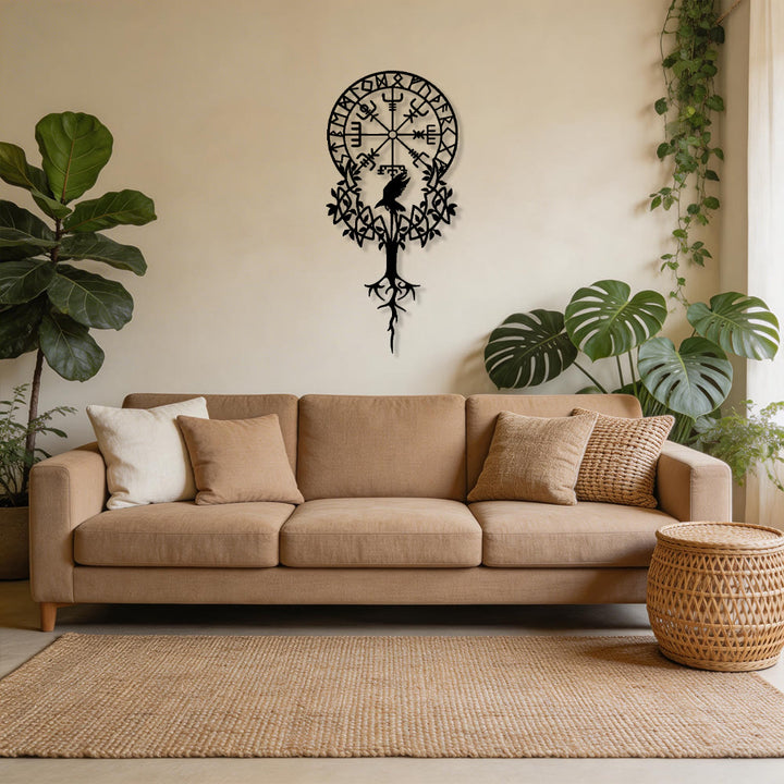 WorldNorse Viking Vegvisir Raven Yggdrasil Metall-Wanddekoration - image 5