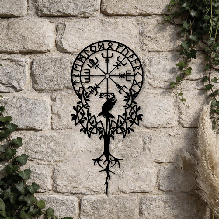 WorldNorse Viking Vegvisir Raven Yggdrasil Metall-Wanddekoration - image 4