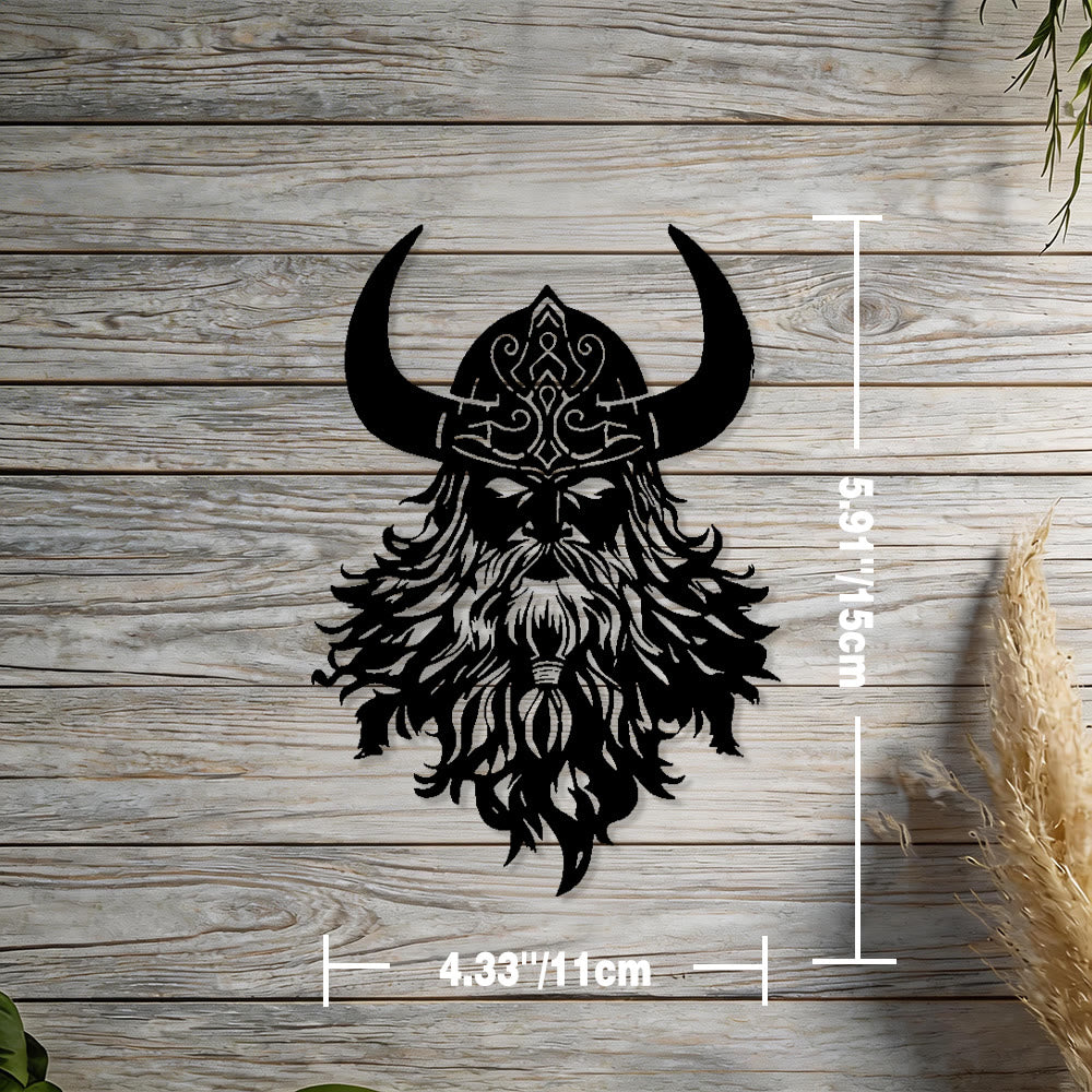 WorldNorse Wikinger Gehörnter Krieger Metall Wanddekoration - Schwarz - 5,91''*4,33''/15*11cm - image 1
