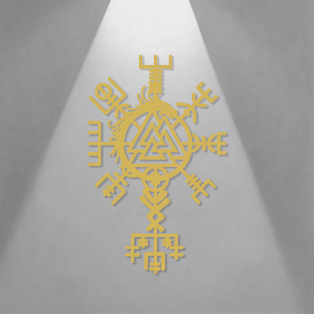 WorldNorse Viking Vegvisir Valknut Jormungandr Metall-Wanddekoration - image 0