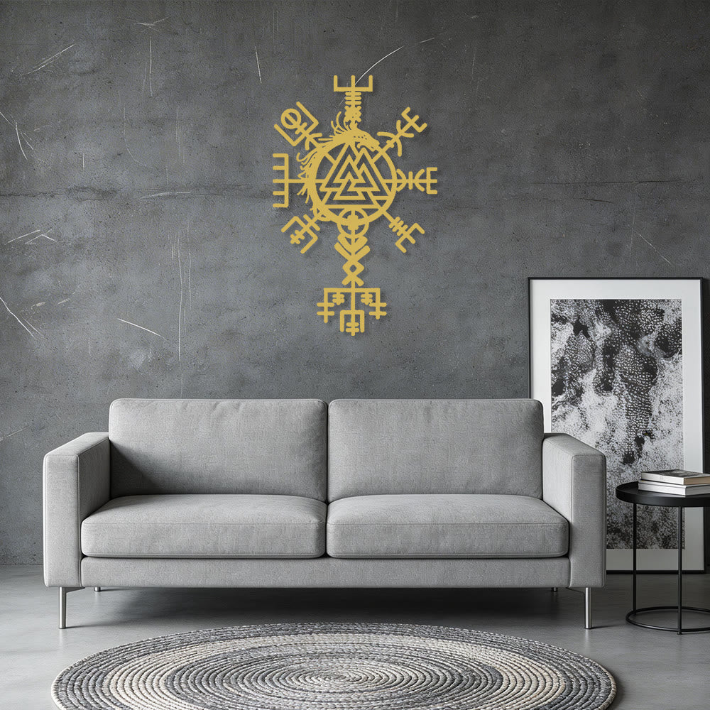 WorldNorse Viking Vegvisir Valknut Jormungandr Metall-Wanddekoration - image 6