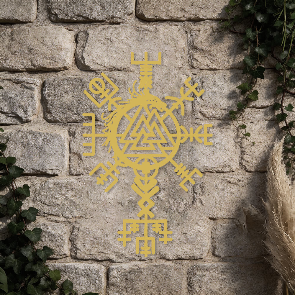WorldNorse Viking Vegvisir Valknut Jormungandr Metall-Wanddekoration - image 4
