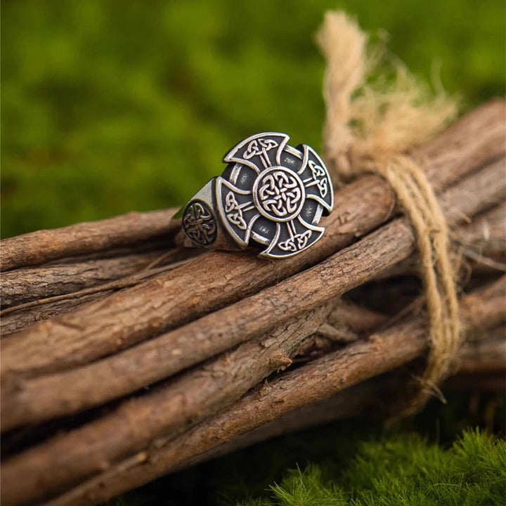 WorldNorse Vintage Keltischer Knoten Kreuz verstellbarer Ring - Einstellbar - image 0