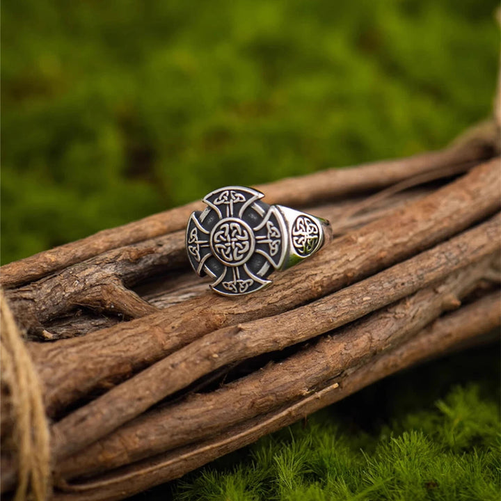 WorldNorse Vintage Keltischer Knoten Kreuz verstellbarer Ring - image 2
