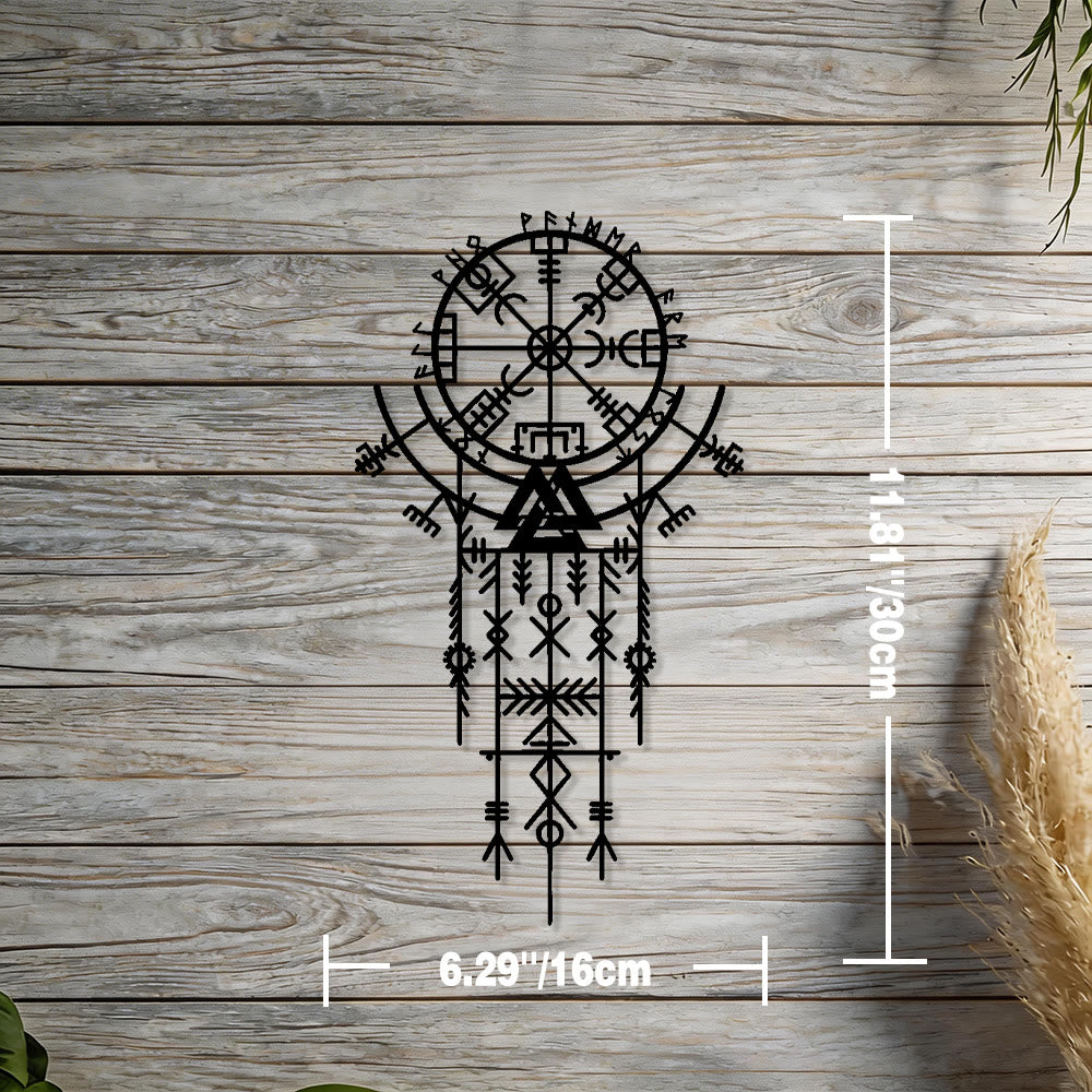 WorldNorse Nordischer Rune Valknut Talisman Metall-Wanddekoration - Schwarz - 6,29''*11,81''/16*30cm - image 2