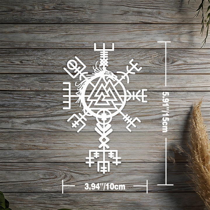 WorldNorse Viking Vegvisir Valknut Jormungandr Metall-Wanddekoration - Silber - 5,91''*3,94''/15*10cm - image 8
