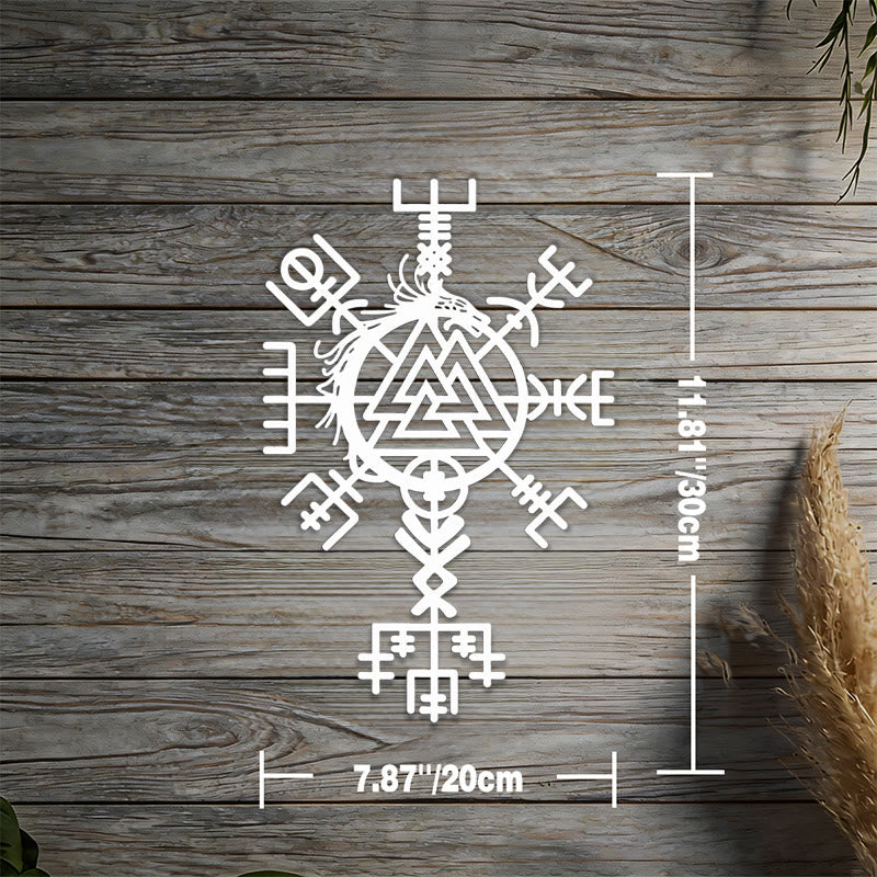 WorldNorse Viking Vegvisir Valknut Jormungandr Metall-Wanddekoration - Silber - 11,81''*7,87''/30*20cm - image 9