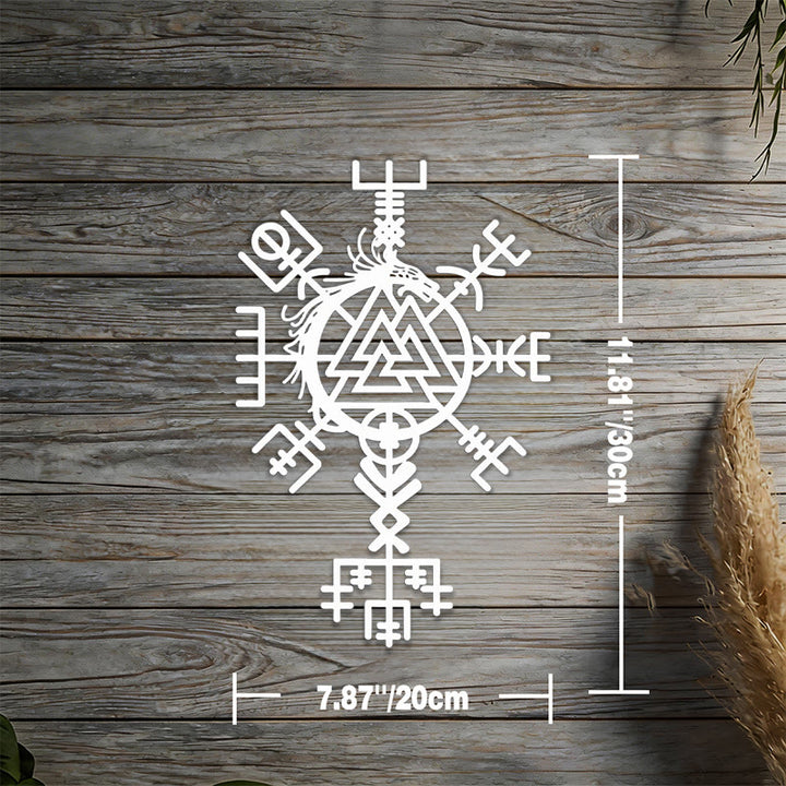 WorldNorse Viking Vegvisir Valknut Jormungandr Metall-Wanddekoration - Silber - 11,81''*7,87''/30*20cm - image 9
