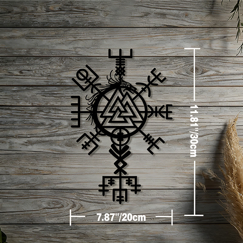 WorldNorse Viking Vegvisir Valknut Jormungandr Metall-Wanddekoration - Schwarz - 11,81''*7,87''/30*20cm - image 15