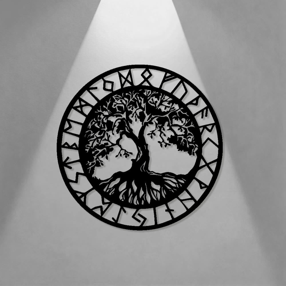 WorldNorse Baum des Lebens Rune Metall Wanddekoration - image 0