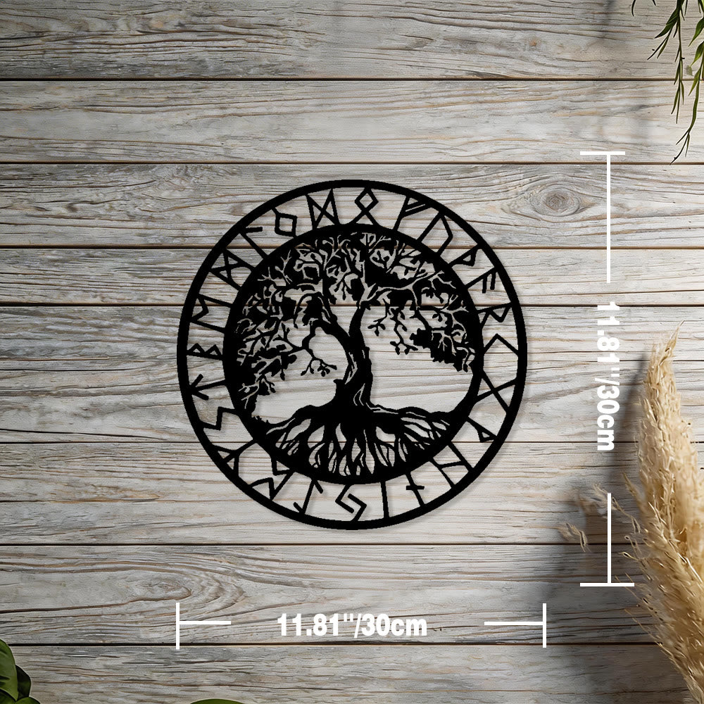 WorldNorse Baum des Lebens Rune Metall Wanddekoration - Schwarz - 11,81''*11,81''/30*30cm - image 1