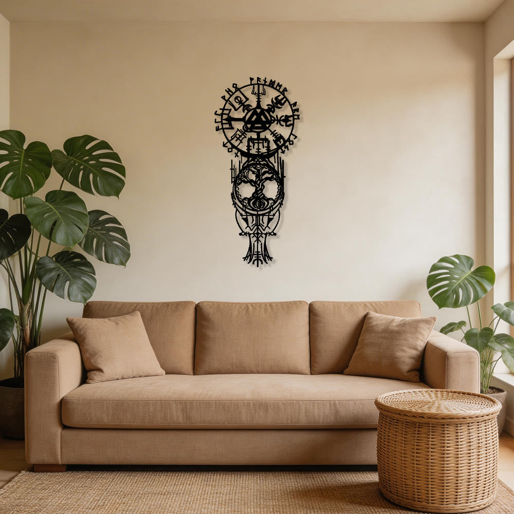 WorldNorse Vegvisir Valknut Yggdrasil Totem Metall Wanddekoration - image 5