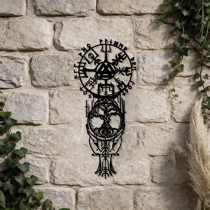 WorldNorse Vegvisir Valknut Yggdrasil Totem Metall Wanddekoration - image 4