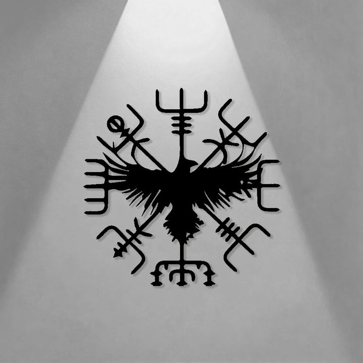 WorldNorse Viking Vegvisir Raven Metall-Wanddekoration - image 0