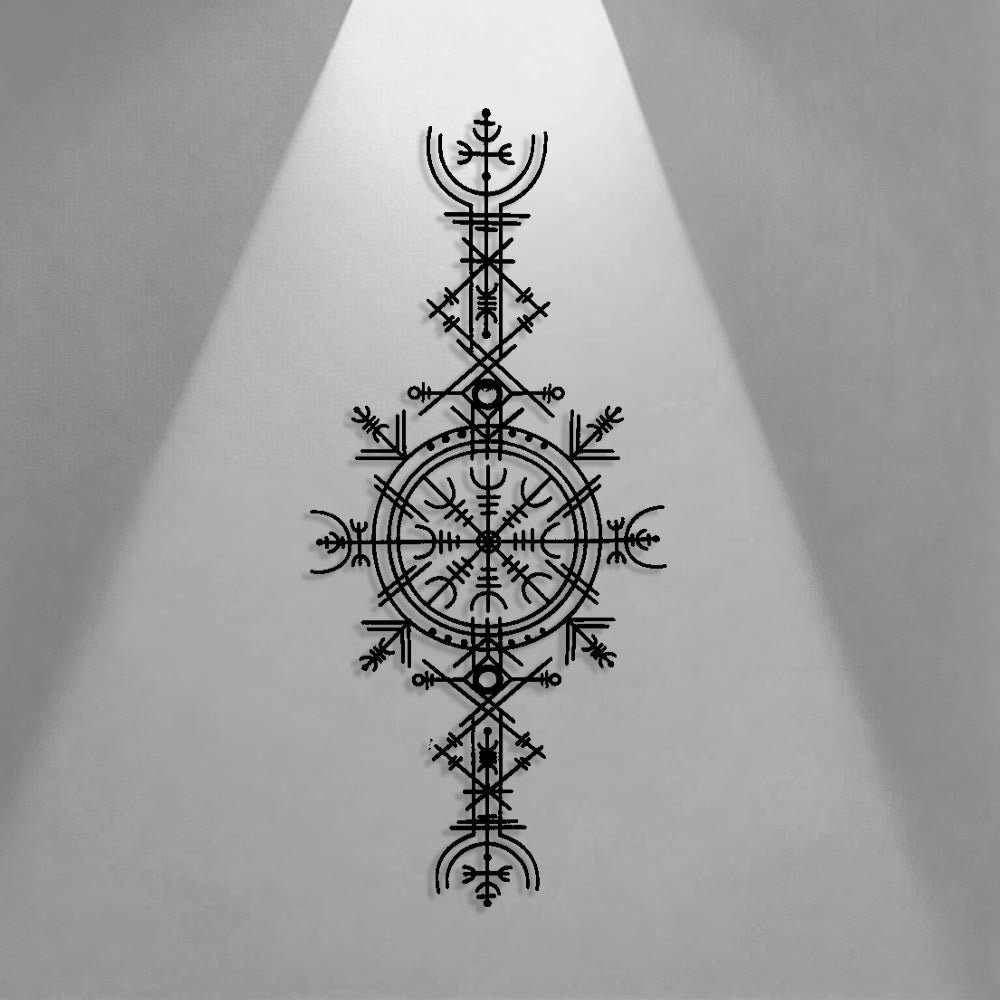WorldNorse Vegvisir Helm der Ehrfurcht Metall-Wanddekoration - image 0