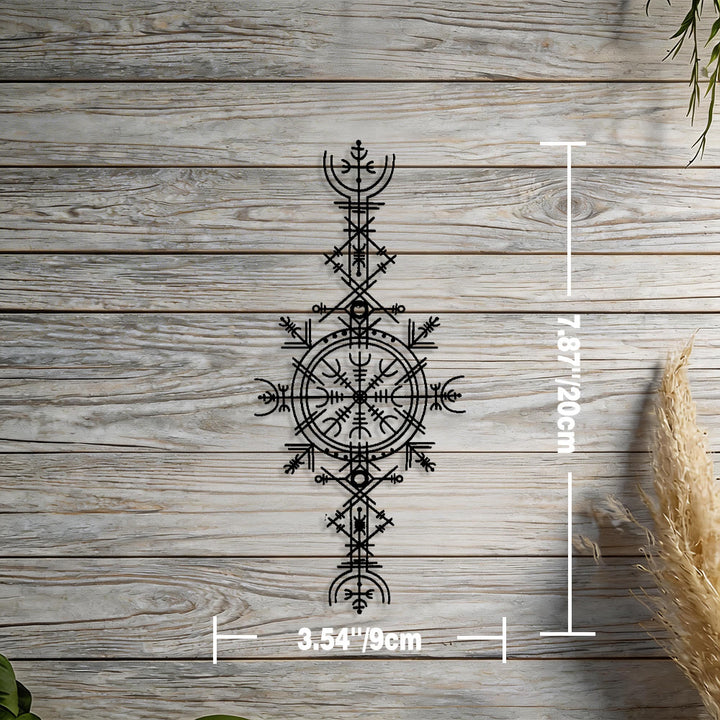 WorldNorse Vegvisir Helm der Ehrfurcht Metall-Wanddekoration - Schwarz - 3,54''*7,87''/9*20cm - image 1