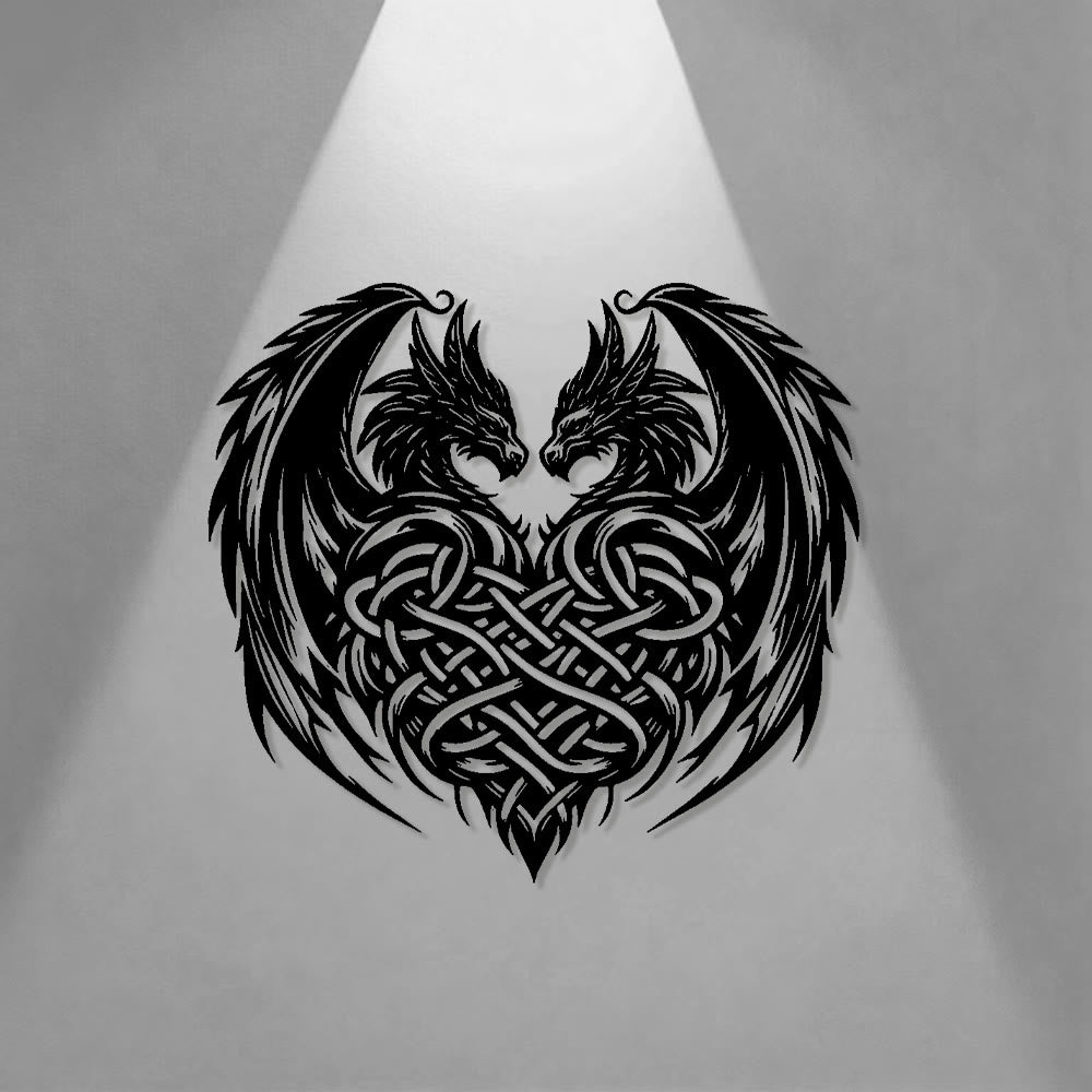 WorldNorse Twin Dragons Keltischer Knoten Heart Metal Wall Decor - image 0